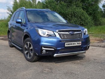 Защита переднего бампера овальная короткая 75х42 мм ТСС тюнинг Subaru (Субару) Forester (Форестер)  SJ (2016-2019) SJ рестайлинг  (нержвавейка)