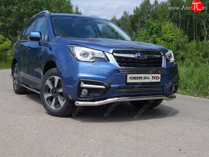 20 999 р. Защита переднего бампера нижняя d60,3 мм ТСС Тюнинг  Subaru Forester  SJ (2016-2019) рестайлинг (нрежавейка)  с доставкой в г. Санкт‑Петербург