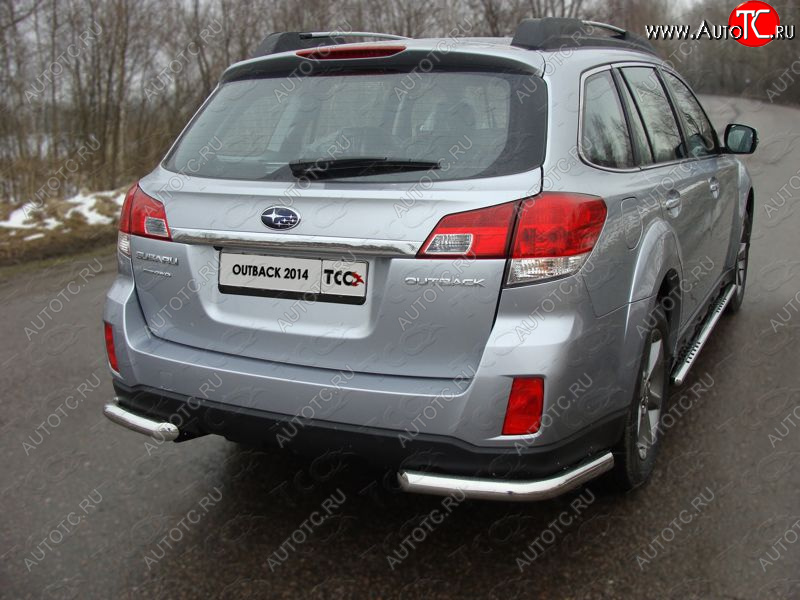 17 999 р. Защита заднего бампера (уголки, d60,3 мм) TCC  Subaru Outback  BR, (2012-2015) B14)  рестайлинг универсал  с доставкой в г. Санкт‑Петербург