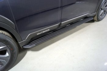 21 349 р. Пороги алюминиевые Slim Line ТСС Тюнинг  Subaru Outback  BT (2019-2024) универсал (Black)  с доставкой в г. Санкт‑Петербург. Увеличить фотографию 1