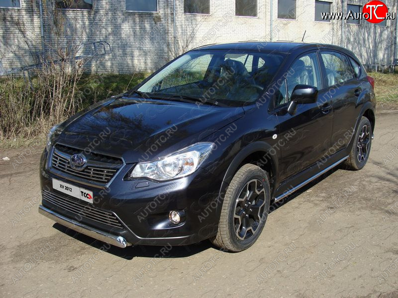 9 749 р. Защита переднего бампера нижняя овальная 75х42 мм ТСС Тюнинг  Subaru XV  GP/G33 (2012-2016) (нержавейка)  с доставкой в г. Санкт‑Петербург