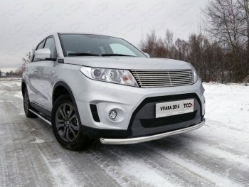 16 549 р. Защита переднего бампера нижняя d60,3 мм ТСС Тюнинг  Suzuki Vitara  LY (2015-2019) (нержавейка)  с доставкой в г. Санкт‑Петербург. Увеличить фотографию 1