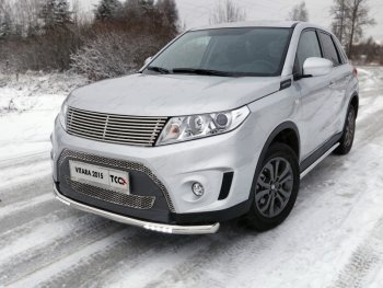 34 649 р. Защита переднего бампера нижняя с ДХО 60,3 мм ТСС Тюнинг Suzuki Vitara LY дорестайлинг (2015-2019) (нержавейка)  с доставкой в г. Санкт‑Петербург. Увеличить фотографию 1