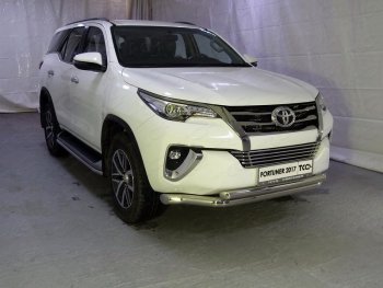 37 649 р. Защита передняя нижняя двойная 76,1*60,3 мм Тюнинг  Toyota Fortuner  AN160 (2015-2020) (нержавейка)  с доставкой в г. Санкт‑Петербург. Увеличить фотографию 1