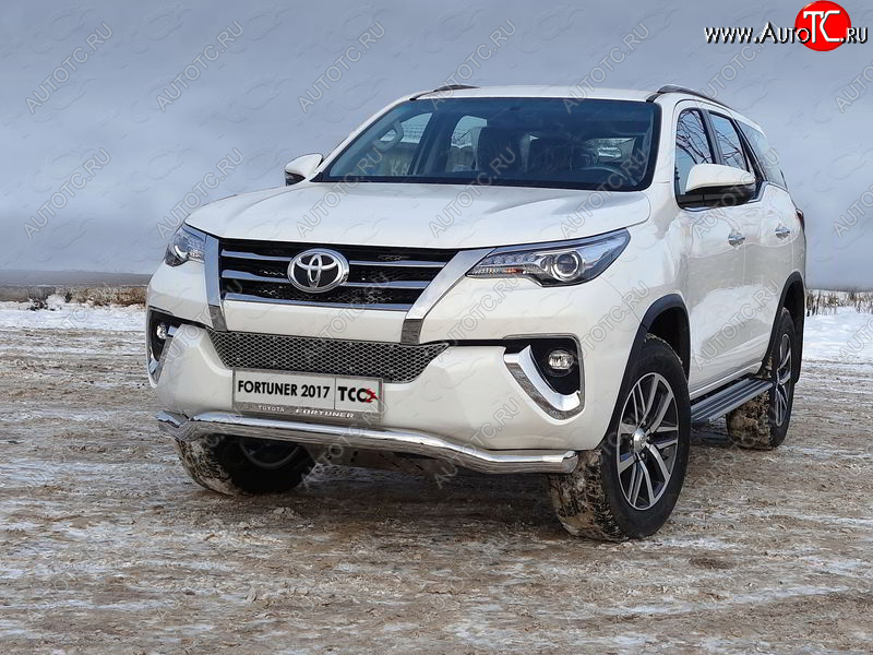 28 599 р. Защита переднего бампера волна d76,1 мм ТСС Тюнинг Toyota Fortuner AN160 дорестайлинг (2015-2020) (нержавейка)  с доставкой в г. Санкт‑Петербург