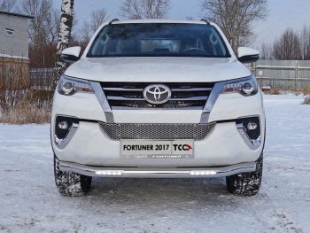 40 649 р. Защита переднего бампера нижняя с ДХО 76,1 мм ТСС Тюнинг  Toyota Fortuner  AN160 (2015-2020) (нержавейка)  с доставкой в г. Санкт‑Петербург. Увеличить фотографию 1