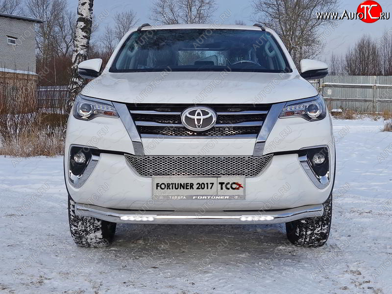 40 649 р. Защита переднего бампера нижняя с ДХО 76,1 мм ТСС Тюнинг  Toyota Fortuner  AN160 (2015-2020) (нержавейка)  с доставкой в г. Санкт‑Петербург