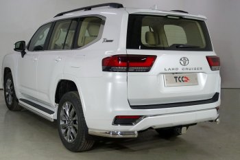 Защита задняя (уголки овальные 75х42 мм) ТСС Тюнинг Toyota Land Cruiser J300 дорестайлинг (2021-2024)  (уголки овальные)