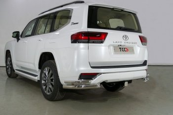 Защита заднего бампера (уголки двойные, d76.1/42.4 мм) TCC Toyota Land Cruiser J300 дорестайлинг (2021-2024)