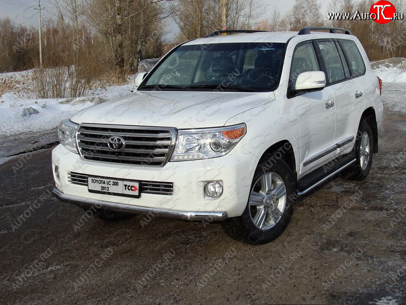 32 599 р. Защита передняя нижняя длинная 75*42 мм ТСС Тюнинг  Toyota Land Cruiser  200 (2012-2015) (нержавейка)  с доставкой в г. Санкт‑Петербург