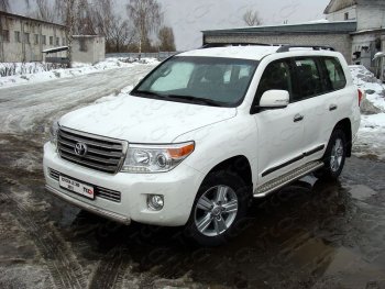 24 099 р. Защита передняя нижняя короткая 75х42 мм ТСС Тюнинг  Toyota Land Cruiser  200 (2012-2015) 1-ый рестайлинг (нержавейка)  с доставкой в г. Санкт‑Петербург. Увеличить фотографию 1