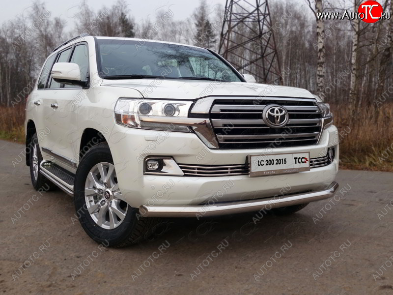 26 699 р. Защита переднего бампера нижняя d76,1 мм (кроме EXECUTIVE) ТСС Тюнинг  Toyota Land Cruiser  200 (2015-2021) 2-ой рестайлинг (нержавейка)  с доставкой в г. Санкт‑Петербург