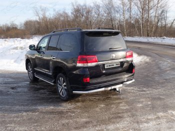 Защита задняя (уголки, нержавейка 76,1 мм) ТСС Тюнинг Toyota Land Cruiser 200 2-ой рестайлинг (2015-2021)