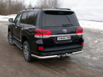 Защита задняя (уголки овальные, нержавейка 75х42 мм) ТСС Тюнинг Toyota Land Cruiser 200 2-ой рестайлинг (2015-2021)  (уголки овальные)