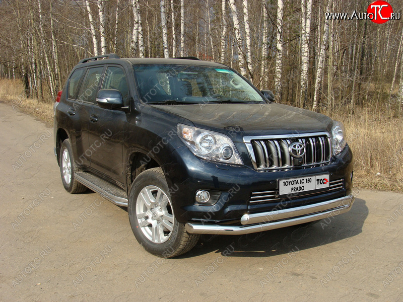 37 649 р. Защита переднего бампера нижняя d76,1*75 мм ТСС Тюнинг  Toyota Land Cruiser Prado  J150 (2009-2013) дорестайлинг (нержавейка)  с доставкой в г. Санкт‑Петербург