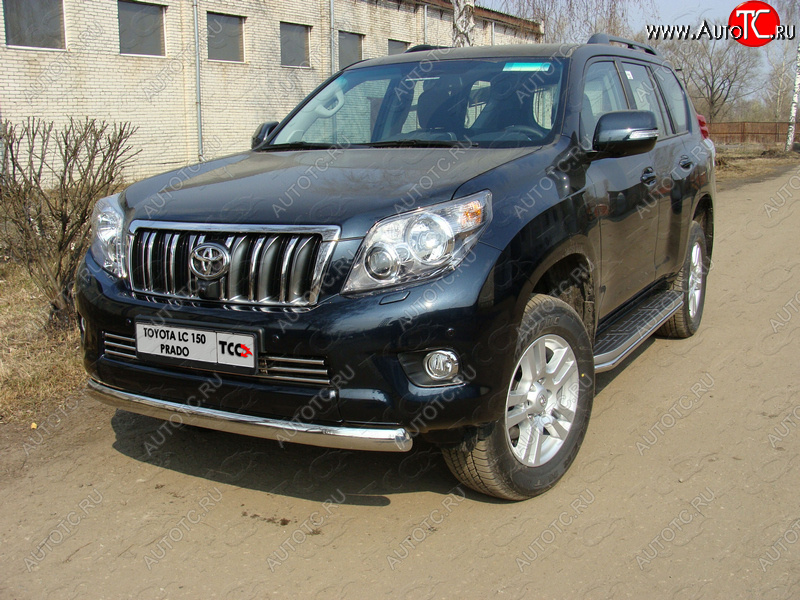 24 099 р. Защита переднего бампера нижняя 75*42 мм ТСС Тюнинг Toyota Land Cruiser Prado J150 дорестайлинг (2009-2013) (нержавейка)  с доставкой в г. Санкт‑Петербург