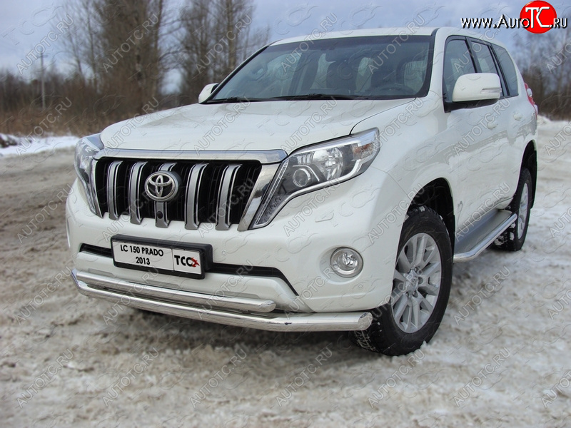 37 649 р. Защита переднего бампера нижняя d76,1*50,8 мм ТСС Тюнинг  Toyota Land Cruiser Prado  J150 (2013-2017) 1-ый рестайлинг (нержавейка)  с доставкой в г. Санкт‑Петербург