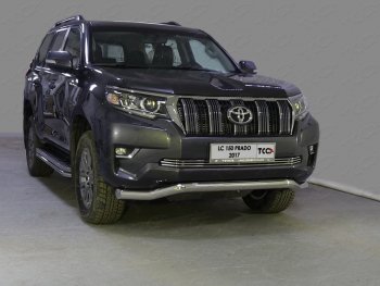 28 599 р. Защита переднего бампера волна d76,1 мм ТСС Тюнинг  Toyota Land Cruiser Prado  J150 (2017-2020) 2-ой рестайлинг (нержавейка)  с доставкой в г. Санкт‑Петербург. Увеличить фотографию 1