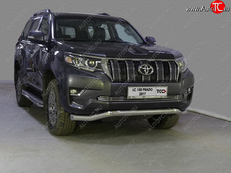 28 599 р. Защита переднего бампера волна d76,1 мм ТСС Тюнинг Toyota Land Cruiser Prado J150 2-ой рестайлинг (2017-2020) (нержавейка)  с доставкой в г. Санкт‑Петербург