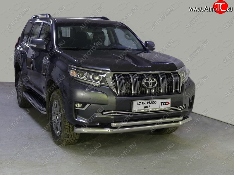 37 649 р. Защита передняя нижняя двойная 76,1*50,8 мм Тюнинг Toyota Land Cruiser Prado J150 2-ой рестайлинг (2017-2020) (нержавейка)  с доставкой в г. Санкт‑Петербург