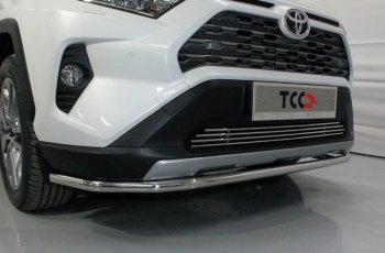 17 799 р. Защита переднего бампера нижняя d42,4 мм ТСС Тюнинг  Toyota RAV4  XA50 (2018-2024) (нержавейка)  с доставкой в г. Санкт‑Петербург. Увеличить фотографию 1