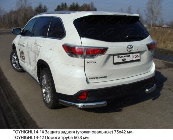 22 799 р. Защита задняя (уголки овальные 75х42 мм) ТСС Тюнинг  Toyota Highlander  XU50 (2013-2017) дорестайлинг (уголки овальные)  с доставкой в г. Санкт‑Петербург. Увеличить фотографию 1