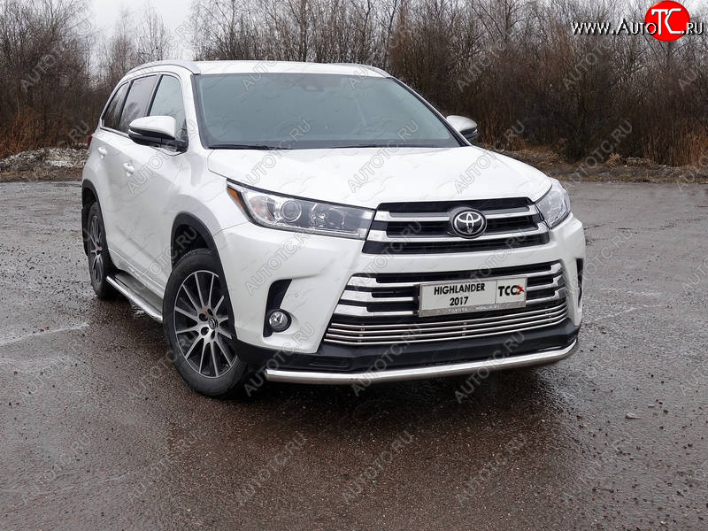 20 999 р. Защита переднего бампера нижняя d60,3 мм ТСС Тюнинг Toyota Highlander XU50 рестайлинг (2016-2020) (нержавейка)  с доставкой в г. Санкт‑Петербург