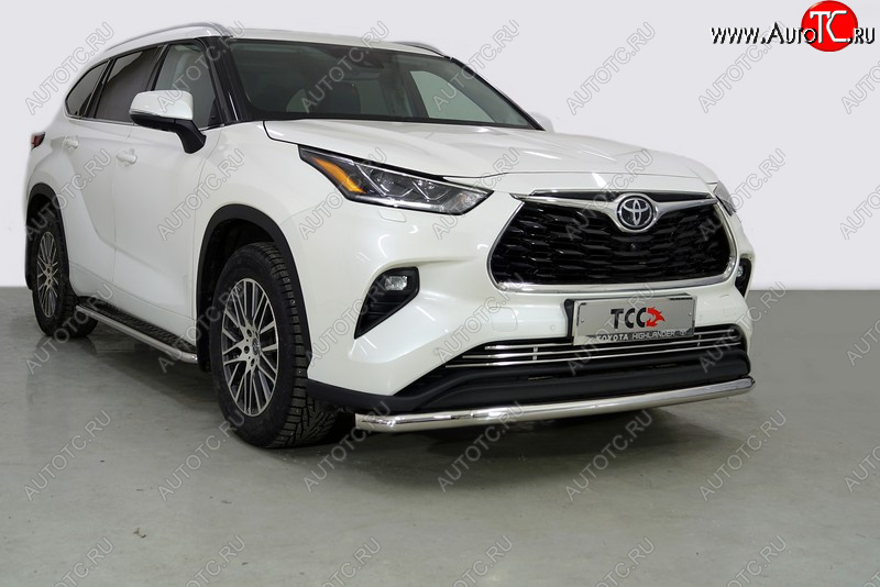 20 999 р. Защита переднего бампера нижняя d60,3 мм ТСС Тюнинг  Toyota Highlander  XU70 (2020-2024) (нержавейка)  с доставкой в г. Санкт‑Петербург