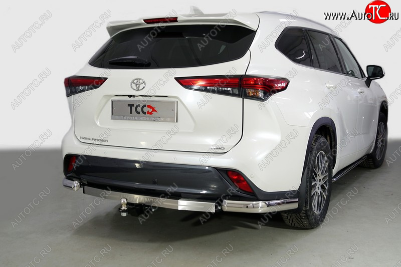 22 949 р. Защита задняя (уголки овальные 75х42 мм) ТСС Тюнинг  Toyota Highlander  XU70 (2020-2024) (уголки овальные)  с доставкой в г. Санкт‑Петербург