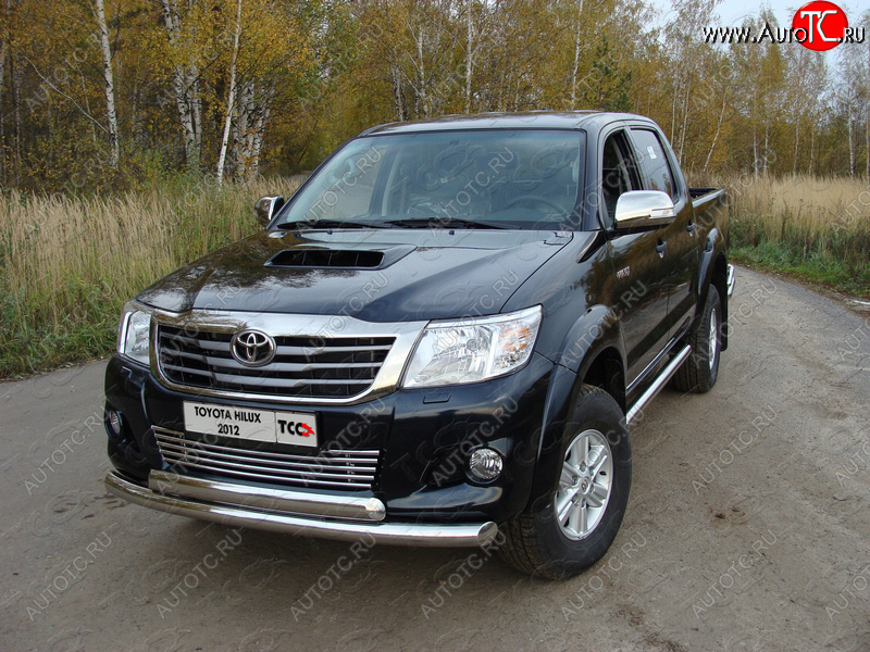 26 699 р. Защита переднего бампера нижняя d76,1*75 мм ТСС Тюнинг Toyota Hilux AN20,AN30  2-ой рестайлинг (2011-2016) (нержавейка)  с доставкой в г. Санкт‑Петербург