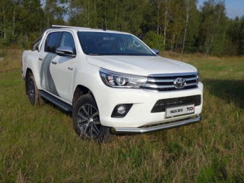 22 599 р. Защита переднего бампера нижняя d76,1 мм ТСС Тюнинг  Toyota Hilux  AN120 (2016-2020) дорестайлинг (нержавейка)  с доставкой в г. Санкт‑Петербург. Увеличить фотографию 1