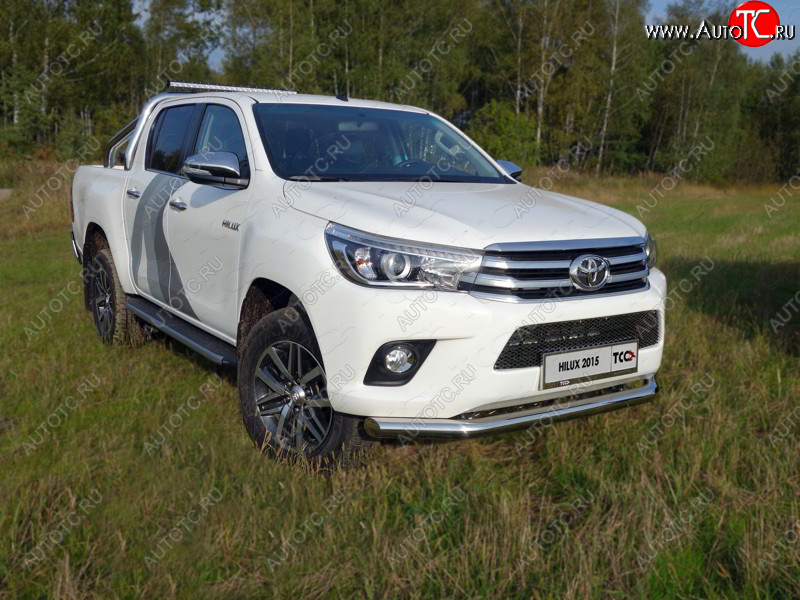 22 599 р. Защита переднего бампера нижняя d76,1 мм ТСС Тюнинг Toyota Hilux AN120 дорестайлинг (2016-2020) (нержавейка)  с доставкой в г. Санкт‑Петербург