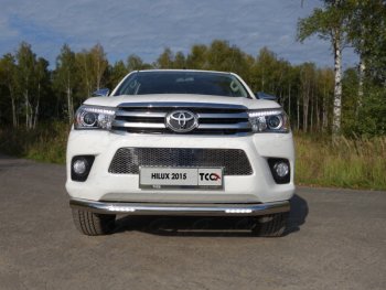 41 999 р. Защита переднего бампера нижняя с ДХО 76,1 мм ТСС Тюнинг  Toyota Hilux Revo (2015-2018) Double Cab дорестайлинг  с доставкой в г. Санкт‑Петербург. Увеличить фотографию 1