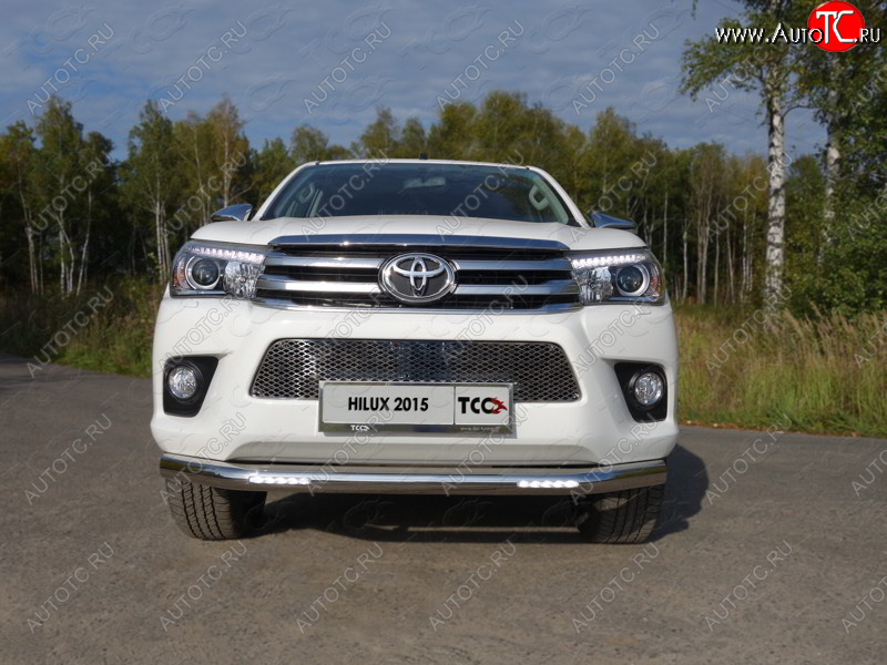 41 999 р. Защита переднего бампера нижняя с ДХО 76,1 мм ТСС Тюнинг  Toyota Hilux Revo (2015-2018) Double Cab дорестайлинг  с доставкой в г. Санкт‑Петербург