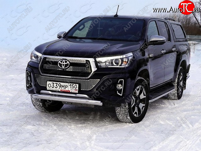 20 499 р. Защита переднего бампера нижняя 76,1 мм ТСС Тюнинг Toyota Hilux AN120 дорестайлинг (2016-2020) (нержавейка)  с доставкой в г. Санкт‑Петербург