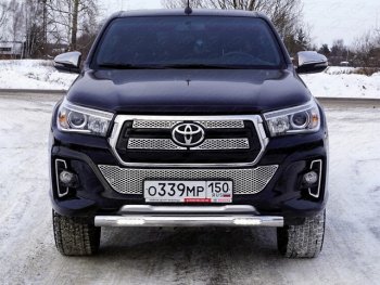 37 999 р. Защита переднего бампера нижняя с ДХО 76,1 мм ТСС Тюнинг  Toyota Hilux  AN120 (2017-2020) (нержавейка)  с доставкой в г. Санкт‑Петербург. Увеличить фотографию 1