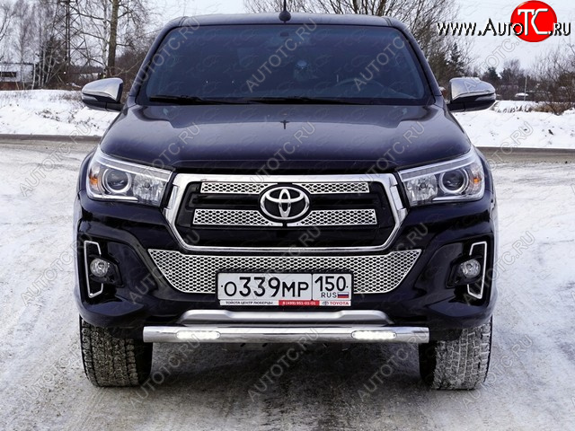 37 999 р. Защита переднего бампера нижняя с ДХО 76,1 мм ТСС Тюнинг Toyota Hilux AN120 1-ый рестайлинг (2017-2020) (нержавейка)  с доставкой в г. Санкт‑Петербург