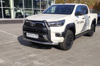 Защита переднего бампера нижняя 76,1 мм ТСС Тюнинг Toyota Hilux AN120 2-ой рестайлинг (2020-2024)  (нержавейка)