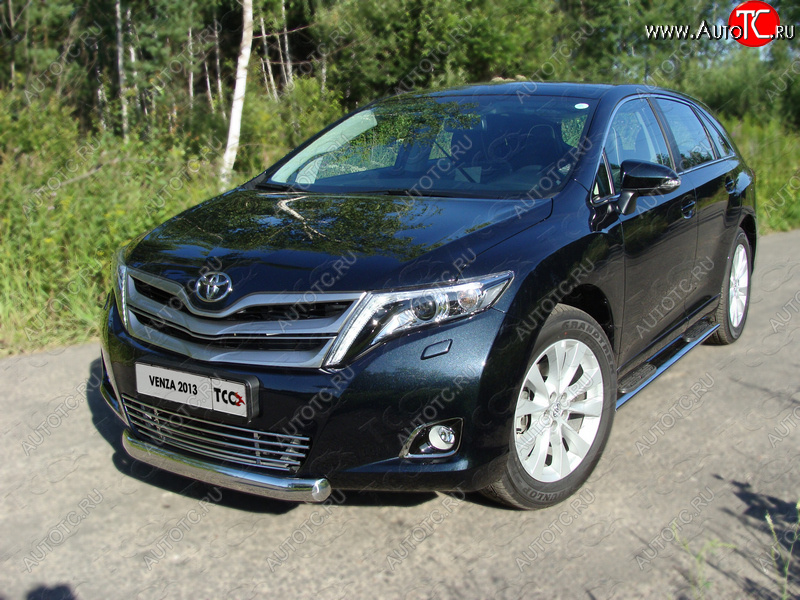 14 649 р. Защита переднего бампера овальная 75х42 мм ТСС тюнинг  Toyota Venza  GV10 (2012-2016) (нержавейка)  с доставкой в г. Санкт‑Петербург