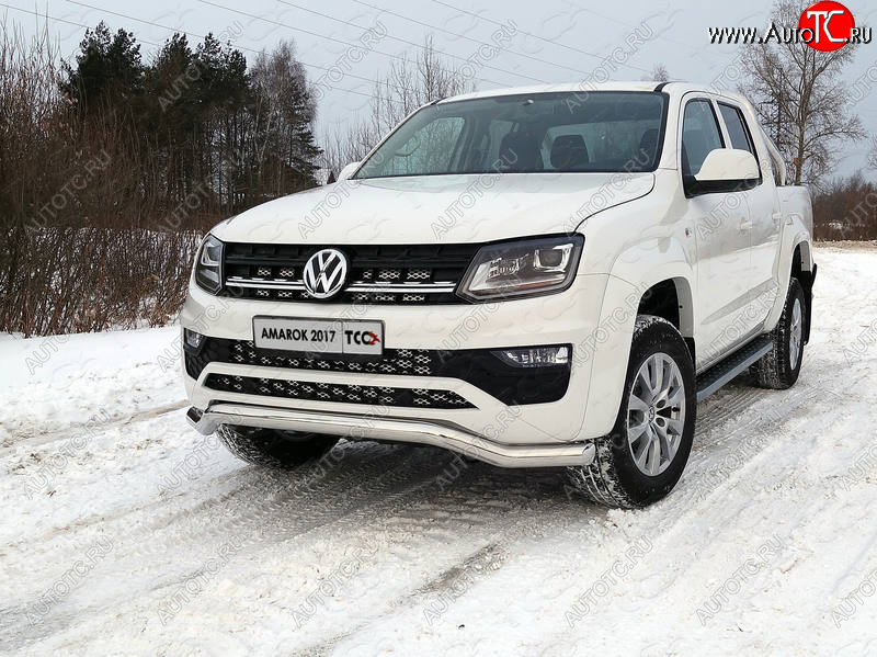 23 999 р. Защита переднего бампера кенгурин 76,1 мм ТСС Тюнинг Volkswagen Amarok рестайлинг (2016-2022) (нержавейка)  с доставкой в г. Санкт‑Петербург