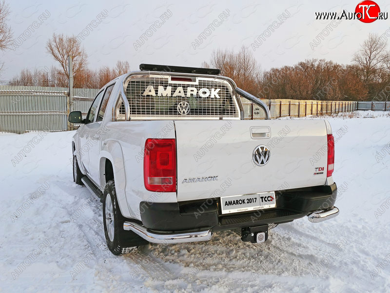 26 699 р. Защита задняя (уголки, нержавейка 76,1 мм) ТСС Тюнинг  Volkswagen Amarok (2016-2022) рестайлинг  с доставкой в г. Санкт‑Петербург