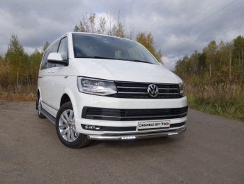 40 649 р. Защита переднего бампера нижняя с ДХО 60,3 мм ТСС Тюнинг Volkswagen Caravelle T6 дорестайлинг (2015-2019) (нержавейка)  с доставкой в г. Санкт‑Петербург. Увеличить фотографию 1