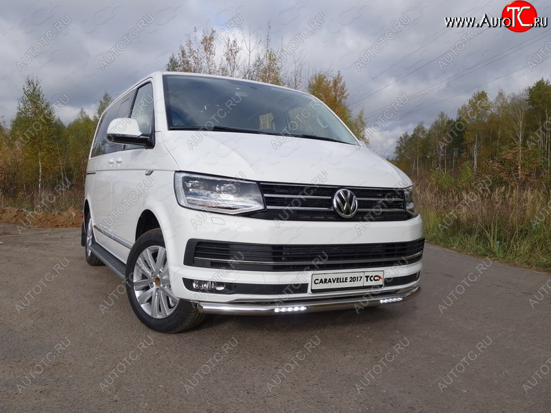 40 649 р. Защита переднего бампера нижняя с ДХО 60,3 мм ТСС Тюнинг  Volkswagen Caravelle  T6 (2015-2019) дорестайлинг (нержавейка)  с доставкой в г. Санкт‑Петербург