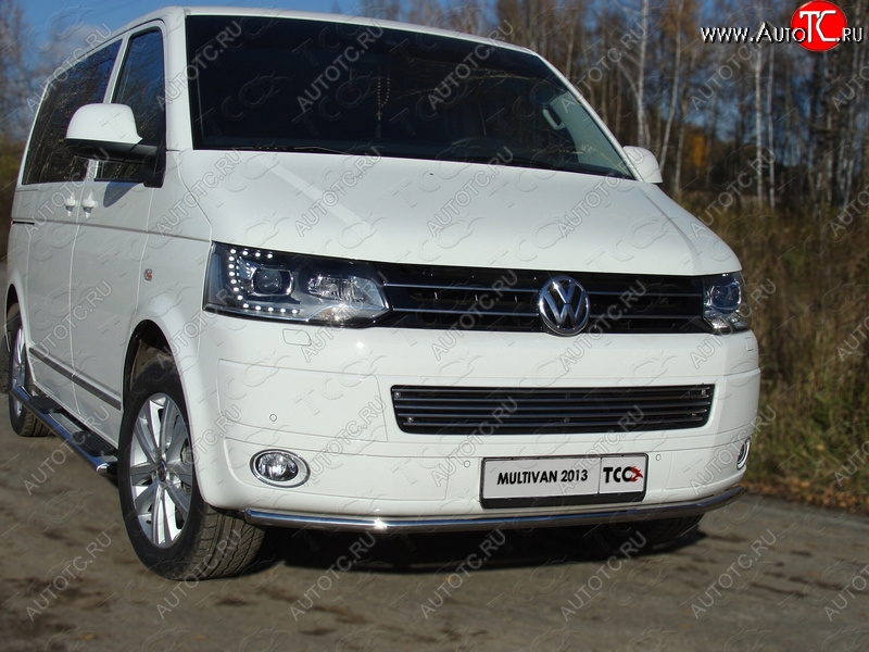 16 549 р. Защита переднего бампера нижняя d42,4 мм ТСС Тюнинг  Volkswagen Multivan  T5 (2009-2015) (нержавейка)  с доставкой в г. Санкт‑Петербург