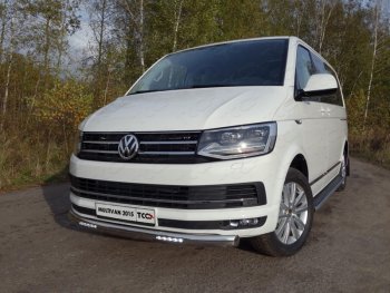 46 599 р. Защита передняя нижняя овальная с ДХО 75х42 мм ТСС Тюнинг  Volkswagen Multivan  T6 (2016-2019) (нержавейка)  с доставкой в г. Санкт‑Петербург. Увеличить фотографию 1