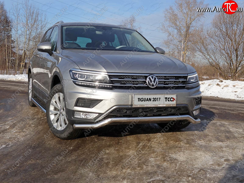 17 999 р. Защита переднего бампера нижняя d60,3 мм ТСС Тюнинг Volkswagen Tiguan Mk2 дорестайлинг (2016-2020) (нержавейка)  с доставкой в г. Санкт‑Петербург