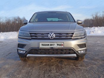 16 299 р. Защита передняя нижняя овальная короткая 75х42 мм ТСС Тюнинг  Volkswagen Tiguan  Mk2 (2016-2022) (нержавейка)  с доставкой в г. Санкт‑Петербург. Увеличить фотографию 1