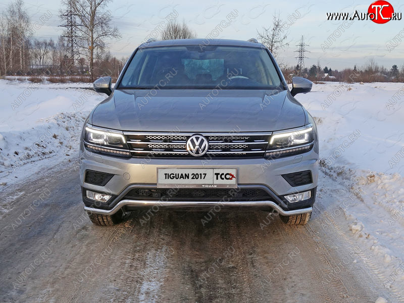 16 549 р. Защита переднего бампера нижняя d42,4 мм ТСС Тюнинг Volkswagen Tiguan Mk2 дорестайлинг (2016-2020) (нержавейка)  с доставкой в г. Санкт‑Петербург