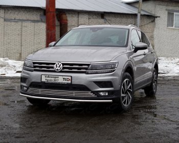 16 999 р. Защита переднего бампера нижняя d42,4 мм ТСС Тюнинг  Volkswagen Tiguan  Mk2 (2016-2020) (нержавейка)  с доставкой в г. Санкт‑Петербург. Увеличить фотографию 1