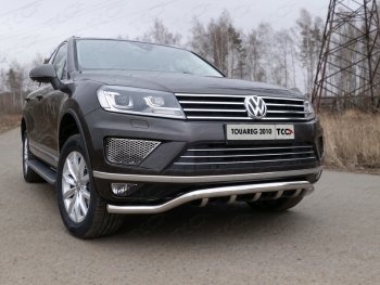 37 649 р. Защита передняя нижняя кенгурин 60,3*42,4 мм ТСС Тюнинг Volkswagen Touareg NF рестайлинг (2014-2018) (нержавейка)  с доставкой в г. Санкт‑Петербург. Увеличить фотографию 1